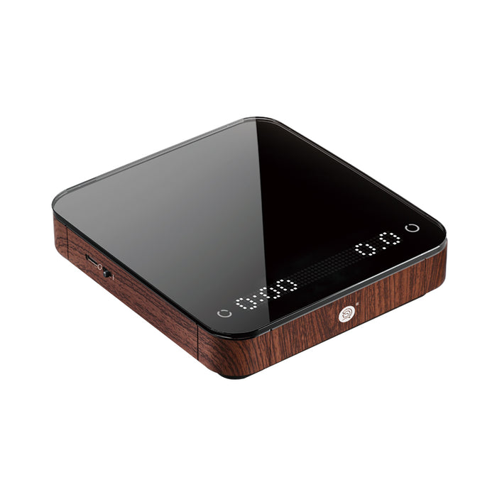 zeroHero-商用智能咖啡電子秤 (胡桃木色) Commercial Coffee Scales-Walnut, with Silicone Pad - K-Smart