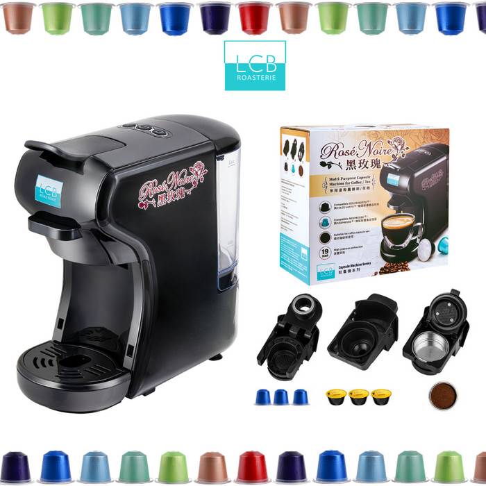 LCB 3合1多功能膠囊咖啡機(黑玫瑰) 3in1 Multi-Capsule Espresso Coffee Maker(Rose Noire) - K-Smart