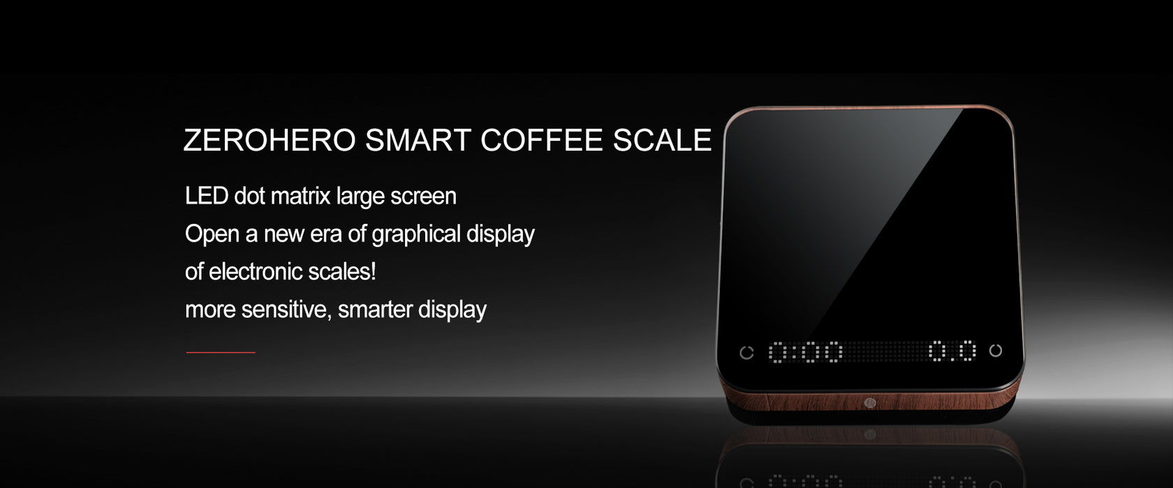 zeroHero-商用智能咖啡電子秤 (胡桃木色) Commercial Coffee Scales-Walnut, with Silicone Pad - K-Smart