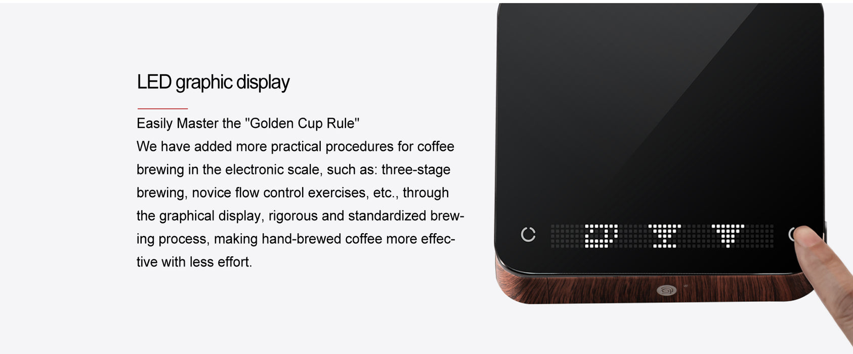 zeroHero-商用智能咖啡電子秤 (胡桃木色) Commercial Coffee Scales-Walnut, with Silicone Pad - K-Smart